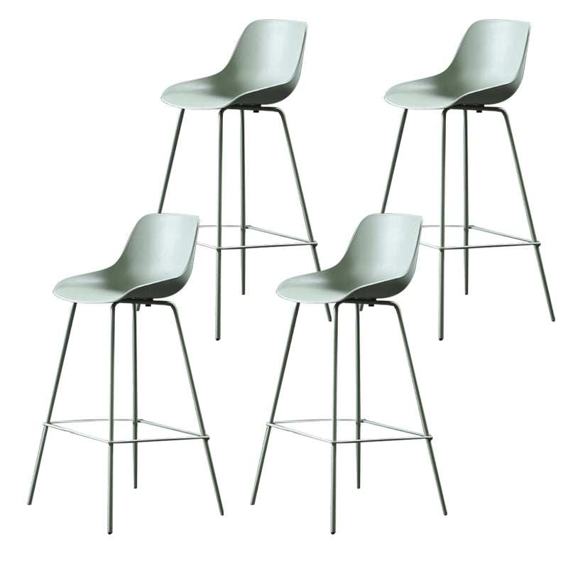 Contemporary Macaroon Counter Stools Armless Plastic Indoor Bar Stool with Iron Base