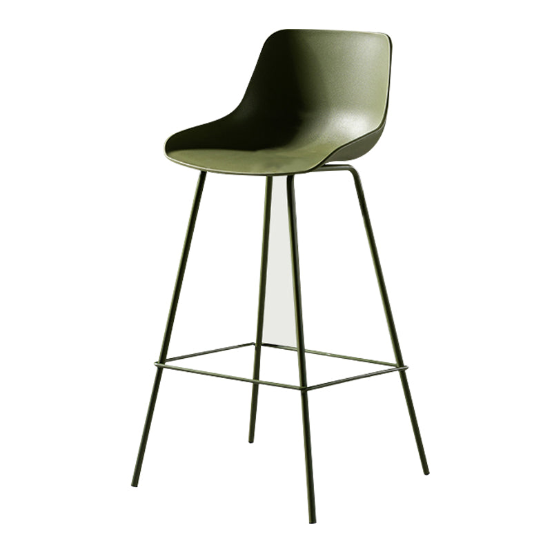 Contemporary Macaroon Counter Stools Armless Plastic Indoor Bar Stool with Iron Base