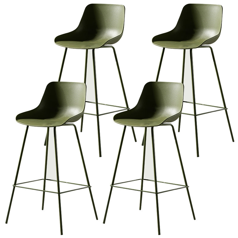 Contemporary Macaroon Counter Stools Armless Plastic Indoor Bar Stool with Iron Base
