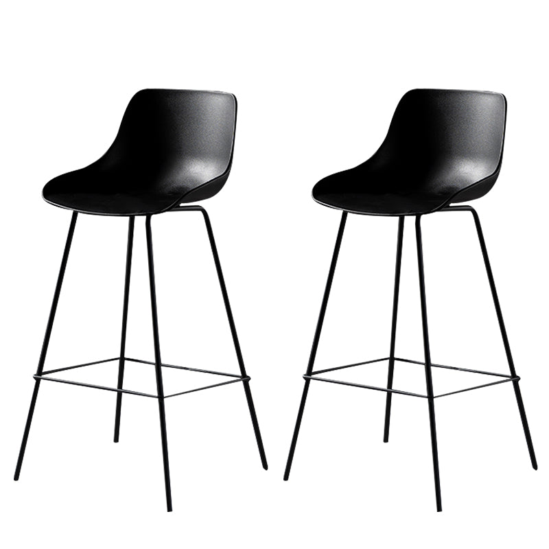 Contemporary Macaroon Counter Stools Armless Plastic Indoor Bar Stool with Iron Base