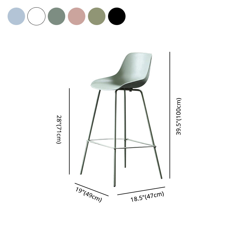 Contemporary Macaroon Counter Stools Armless Plastic Indoor Bar Stool with Iron Base
