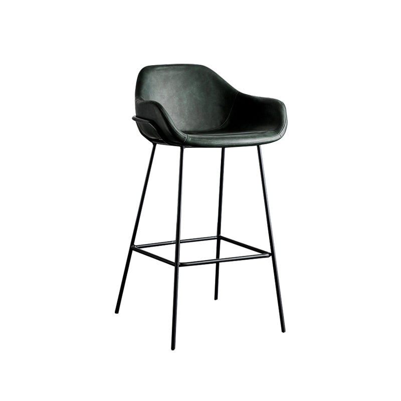 Tabouret de bar à dossier bas Bucket Tabourets de hauteur de comptoir armés en cuir