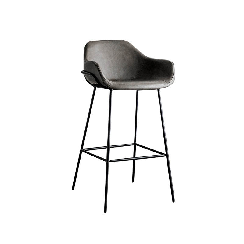Tabouret de bar à dossier bas Bucket Tabourets de hauteur de comptoir armés en cuir