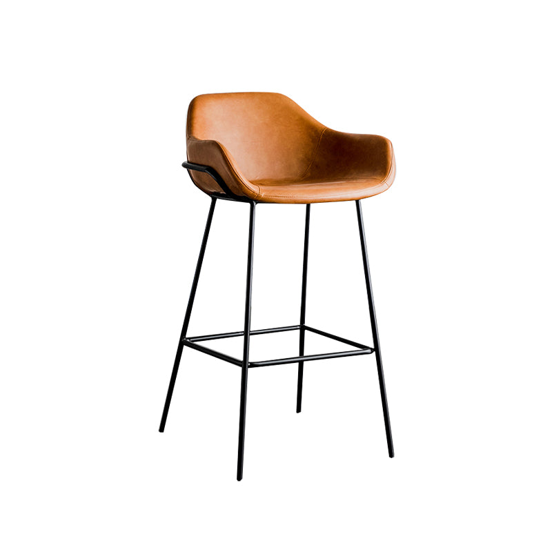 Tabouret de bar à dossier bas Bucket Tabourets de hauteur de comptoir armés en cuir