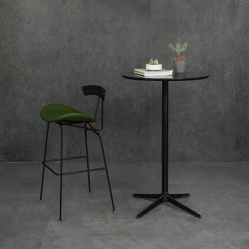 Taburete de bar contemporáneo de piel sintética de 39" con base de metal