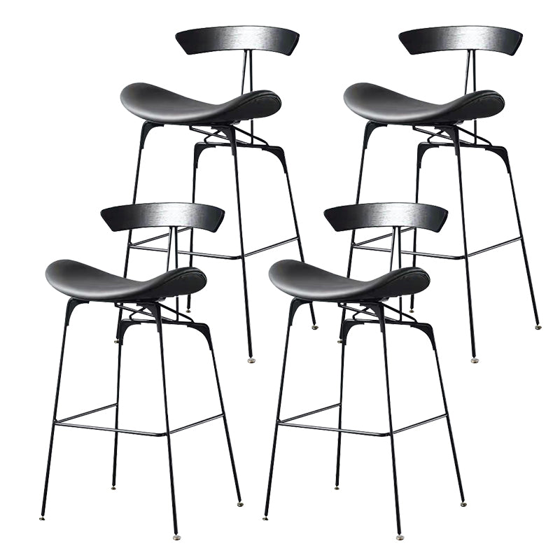 Taburete de bar contemporáneo de piel sintética de 39" con base de metal
