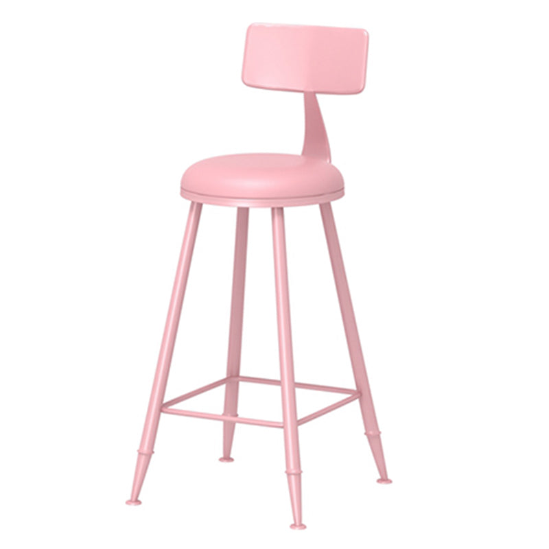 Taburete de bar moderno de hierro con respaldo de silla de mostrador redondo de cuero para cafetería