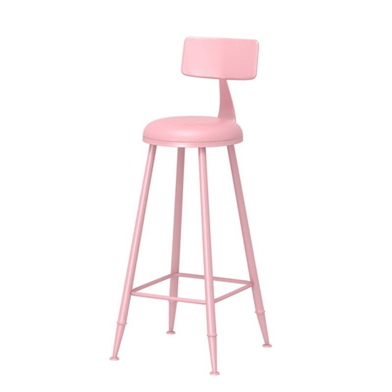 Taburete de bar moderno de hierro con respaldo de silla de mostrador redondo de cuero para cafetería