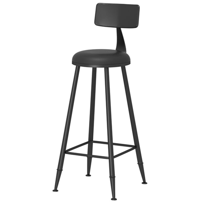 Taburete de bar moderno de hierro con respaldo de silla de mostrador redondo de cuero para cafetería