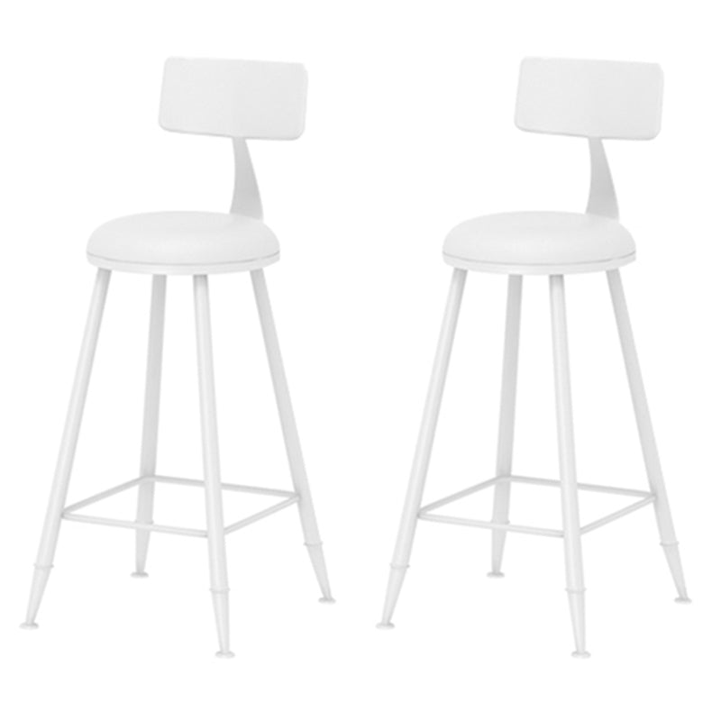 Taburete de bar moderno de hierro con respaldo de silla de mostrador redondo de cuero para cafetería