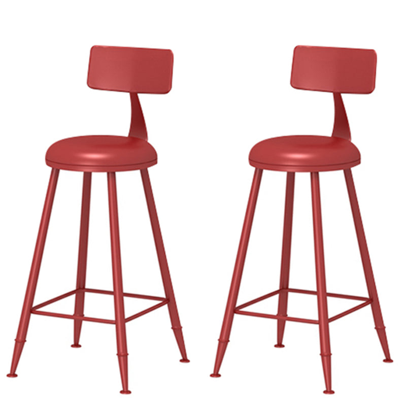 Taburete de bar moderno de hierro con respaldo de silla de mostrador redondo de cuero para cafetería
