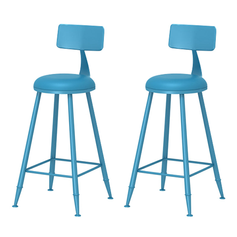 Taburete de bar moderno de hierro con respaldo de silla de mostrador redondo de cuero para cafetería