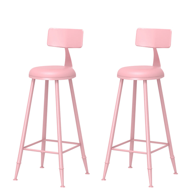 Taburete de bar moderno de hierro con respaldo de silla de mostrador redondo de cuero para cafetería