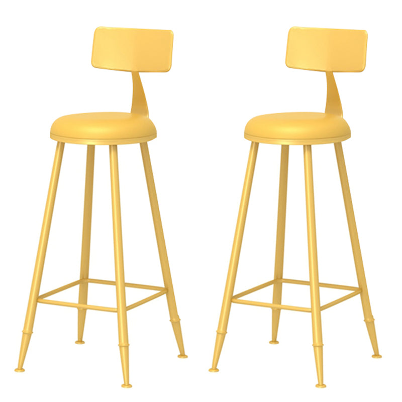 Taburete de bar moderno de hierro con respaldo de silla de mostrador redondo de cuero para cafetería