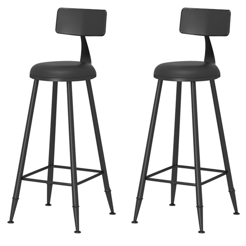 Taburete de bar moderno de hierro con respaldo de silla de mostrador redondo de cuero para cafetería