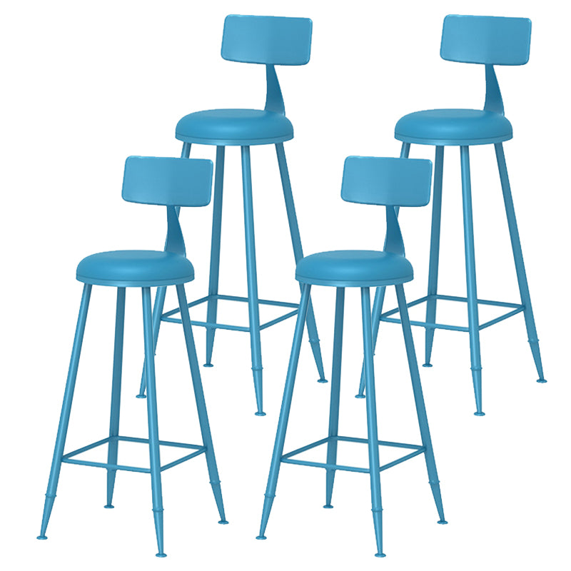 Taburete de bar moderno de hierro con respaldo de silla de mostrador redondo de cuero para cafetería