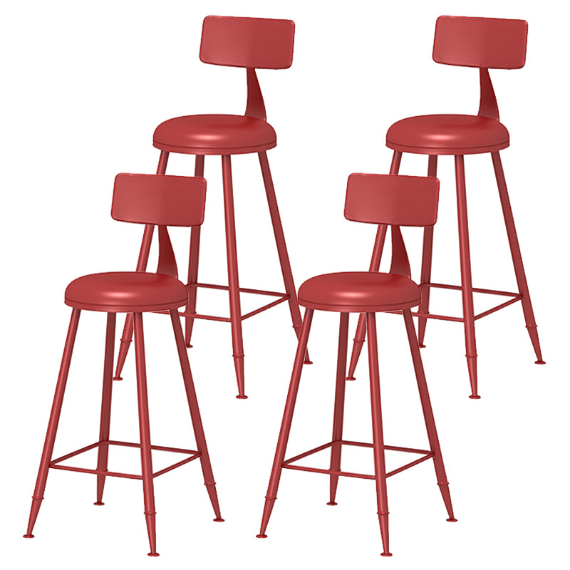 Taburete de bar moderno de hierro con respaldo de silla de mostrador redondo de cuero para cafetería
