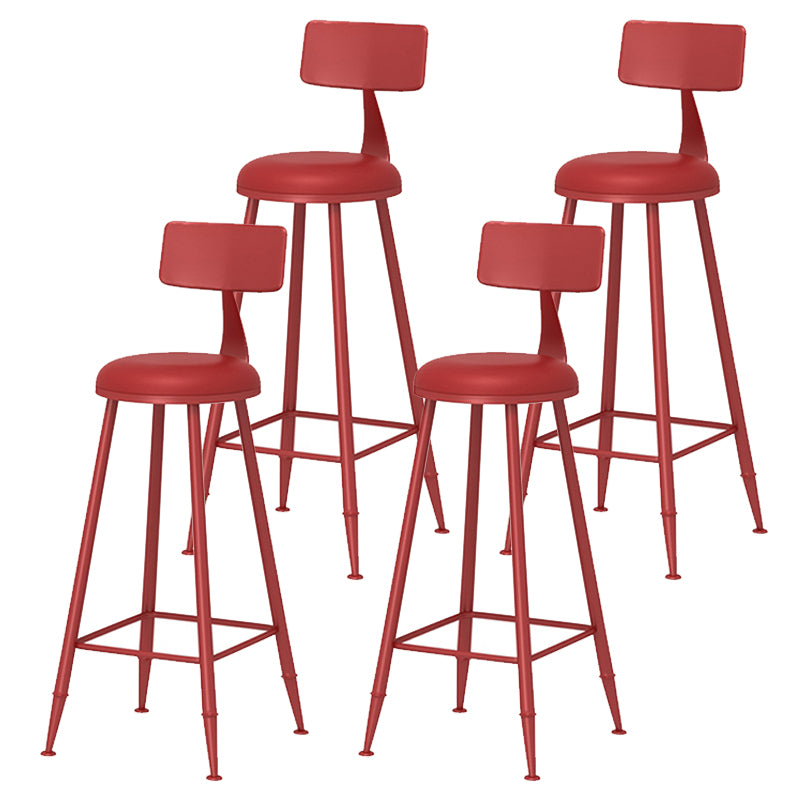 Taburete de bar moderno de hierro con respaldo de silla de mostrador redondo de cuero para cafetería