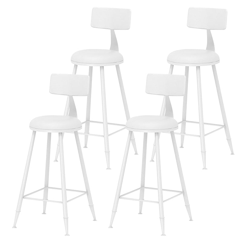 Taburete de bar moderno de hierro con respaldo de silla de mostrador redondo de cuero para cafetería