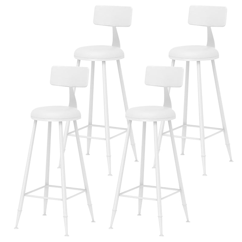 Taburete de bar moderno de hierro con respaldo de silla de mostrador redondo de cuero para cafetería