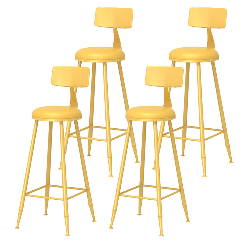 Taburete de bar moderno de hierro con respaldo de silla de mostrador redondo de cuero para cafetería