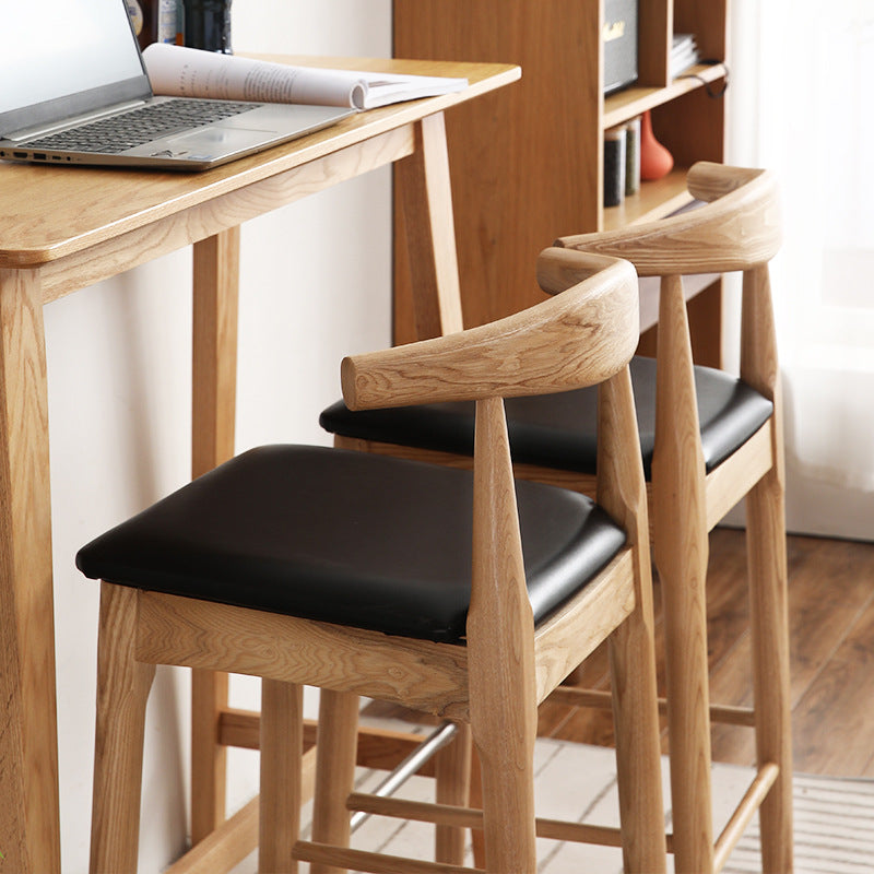 Taburete de bar y mostrador contemporáneo, taburete de bar interior de madera sin brazos con reposapiés