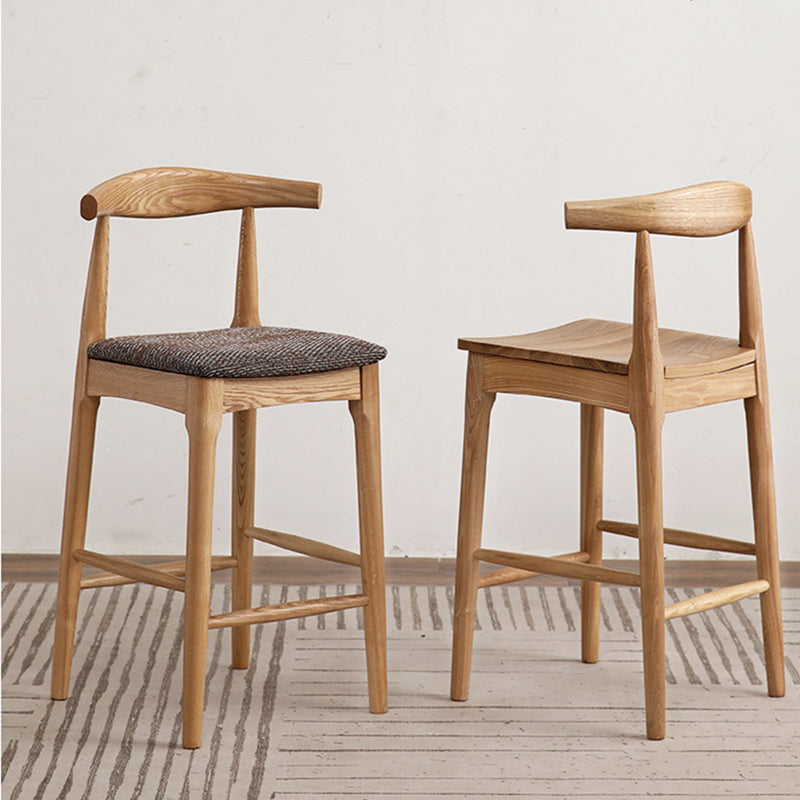 Taburete de bar y mostrador contemporáneo, taburete de bar interior de madera sin brazos con reposapiés