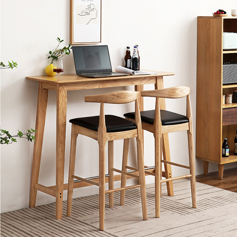 Taburete de bar y mostrador contemporáneo, taburete de bar interior de madera sin brazos con reposapiés