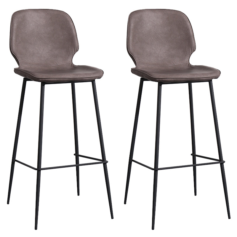 Leder-Fußstütze, Tresenhocker, moderner Buckets-Barhocker mit niedriger Rückenlehne und Kissen