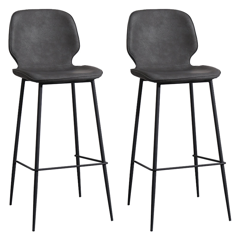 Leder-Fußstütze, Tresenhocker, moderner Buckets-Barhocker mit niedriger Rückenlehne und Kissen