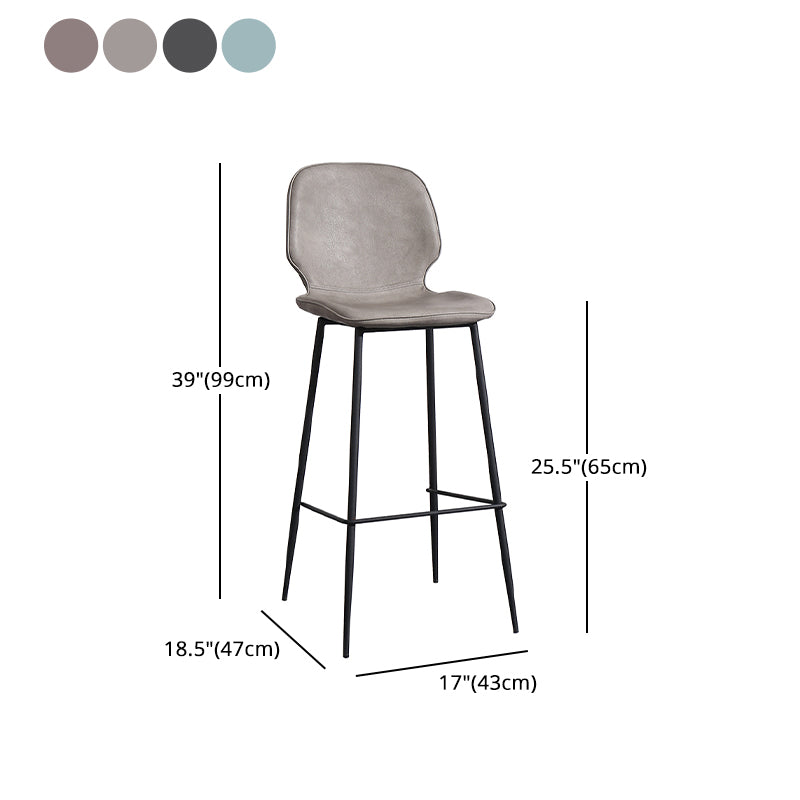 Taburete de bar con reposapiés de cuero, cubos contemporáneos, respaldo bajo, con cojín