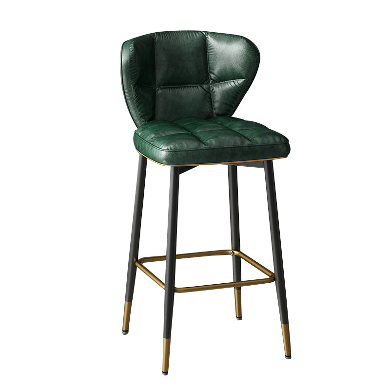 Zeitgenössischer Leder-Barhocker Buckets Indoor-Hocker mit niedriger Rückenlehne und Stahlbeinen