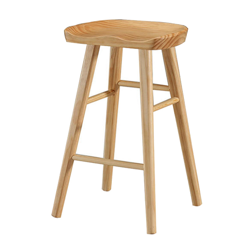 Tabouret de bar en bois moderne, siège profilé, repose-pieds d'intérieur sans dossier, tabouret de comptoir