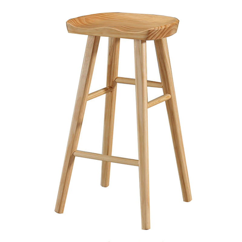 Tabouret de bar en bois moderne, siège profilé, repose-pieds d'intérieur sans dossier, tabouret de comptoir
