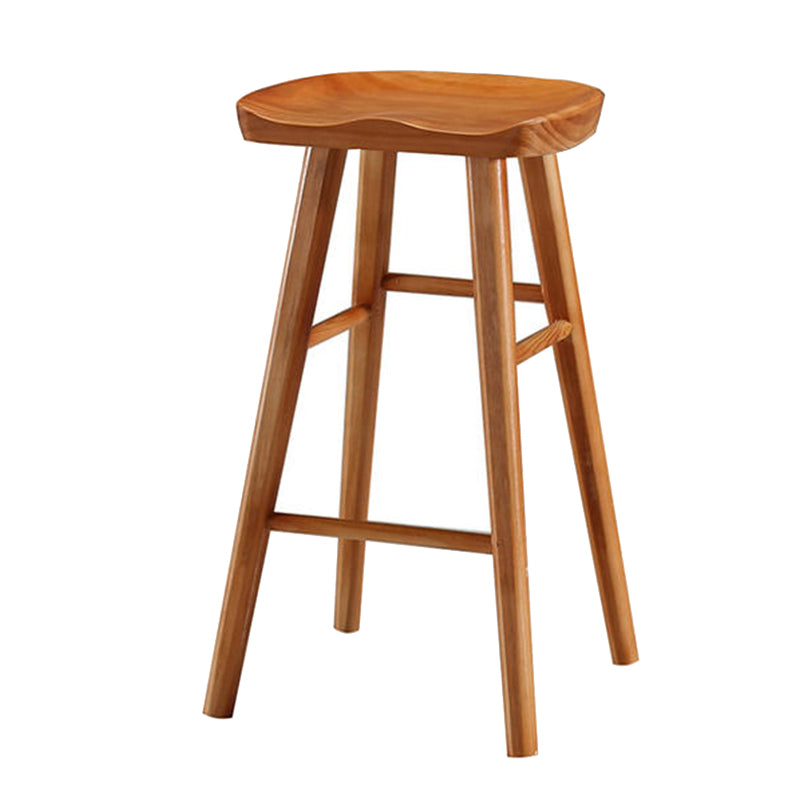 Tabouret de bar en bois moderne, siège profilé, repose-pieds d'intérieur sans dossier, tabouret de comptoir