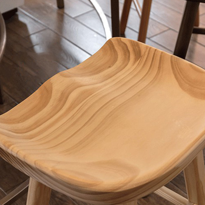 Tabouret de bar en bois moderne, siège profilé, repose-pieds d'intérieur sans dossier, tabouret de comptoir
