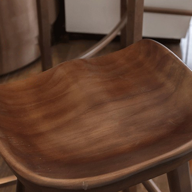 Tabouret de bar en bois moderne, siège profilé, repose-pieds d'intérieur sans dossier, tabouret de comptoir