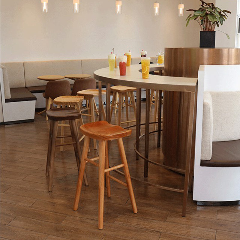 Tabouret de bar en bois moderne, siège profilé, repose-pieds d'intérieur sans dossier, tabouret de comptoir
