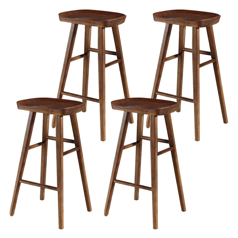 Tabouret de bar en bois moderne, siège profilé, repose-pieds d'intérieur sans dossier, tabouret de comptoir