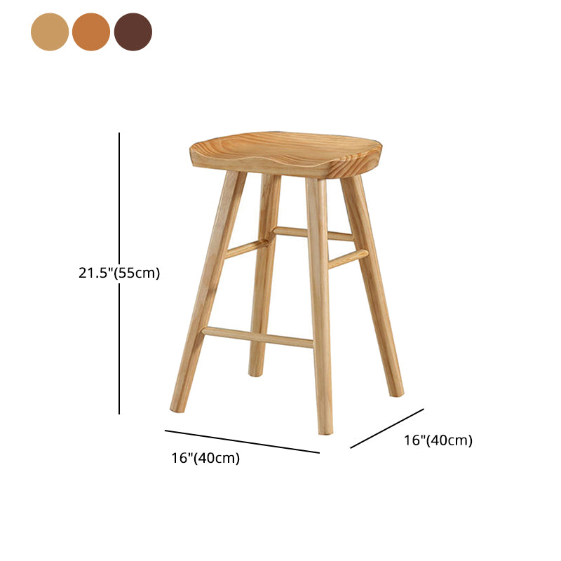 Tabouret de bar en bois moderne, siège profilé, repose-pieds d'intérieur sans dossier, tabouret de comptoir
