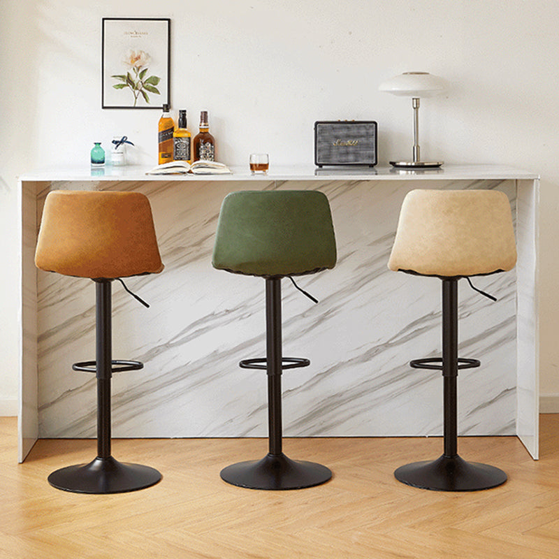 Taburete de bar de cuero moderno, reposapiés, cubo, taburete de mostrador interior ajustable