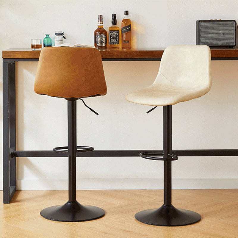 Taburete de bar de cuero moderno, reposapiés, cubo, taburete de mostrador interior ajustable