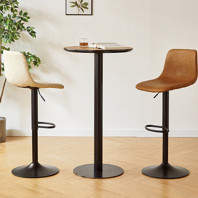 Taburete de bar de cuero moderno, reposapiés, cubo, taburete de mostrador interior ajustable