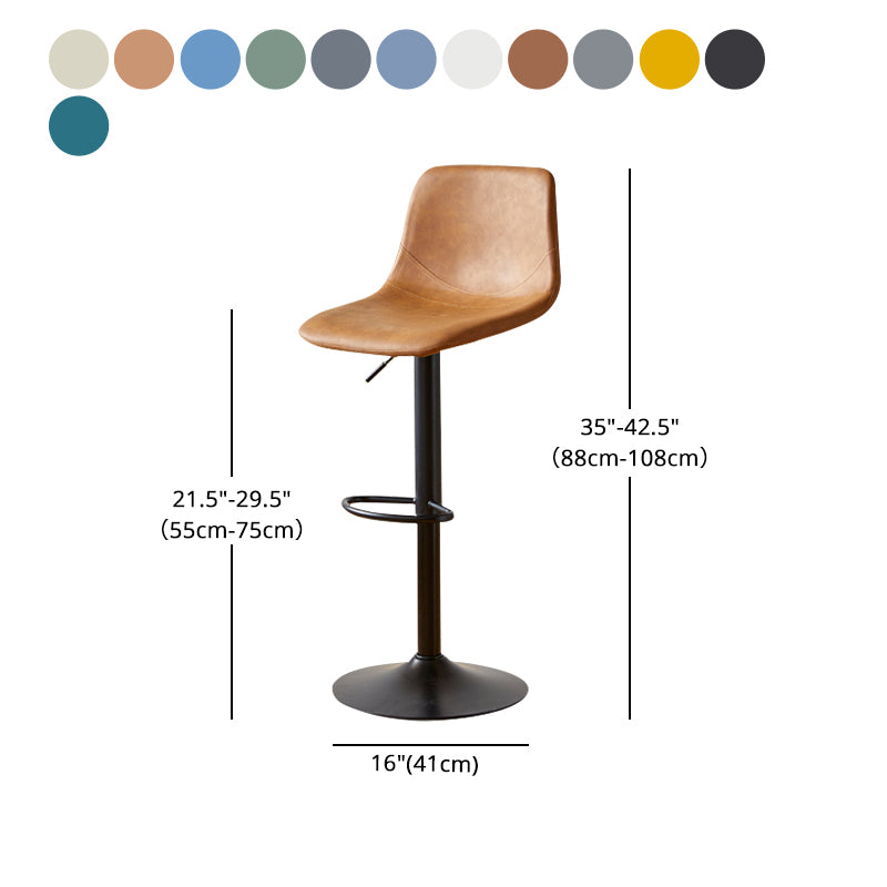Taburete de bar de cuero moderno, reposapiés, cubo, taburete de mostrador interior ajustable