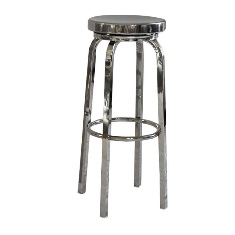 Silver Industrial 29.5" H Barstool Glossy Stainless Steel Brushed Tall Stool 1 Piece