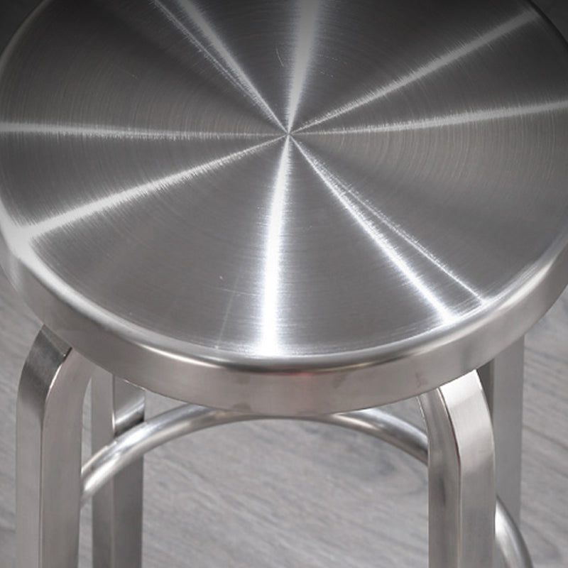 Silver Industrial 29.5" H Barstool Glossy Stainless Steel Brushed Tall Stool 1 Piece