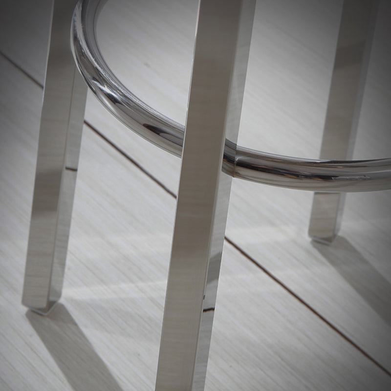 Silver Industrial 29.5" H Barstool Glossy Stainless Steel Brushed Tall Stool 1 Piece
