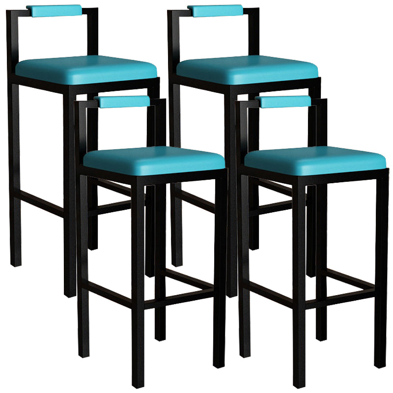Tabouret haut de restaurant industriel de tabouret de bar à dossier bas en fer noir avec siège carré