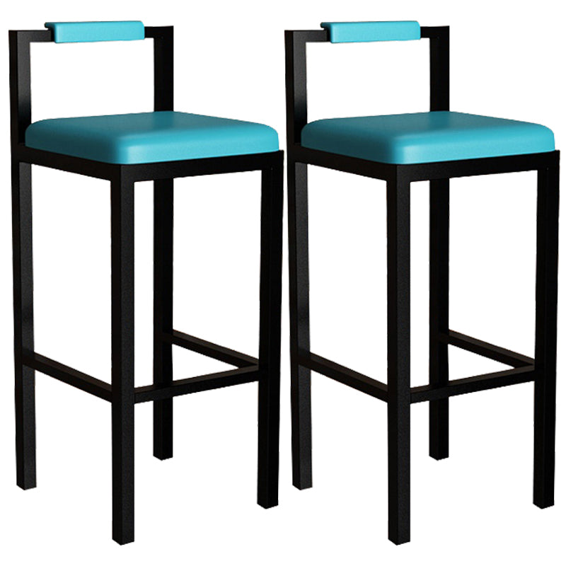 Tabouret haut de restaurant industriel de tabouret de bar à dossier bas en fer noir avec siège carré