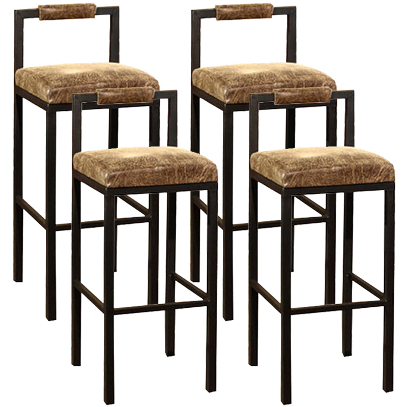 Tabouret haut de restaurant industriel de tabouret de bar à dossier bas en fer noir avec siège carré